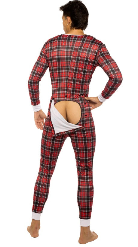 Unisex Festive Plaid One Piece PJ