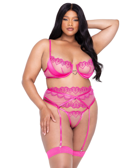 Queen Bubbblegum Heart Bra Garterbelt Set