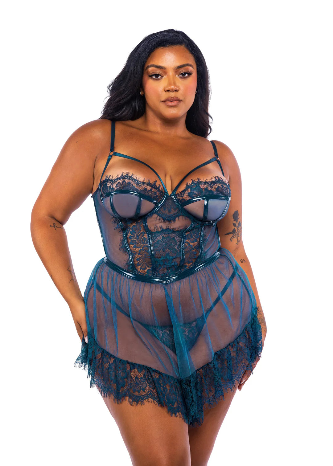 Queen Eden Eyelash Lace Babydoll Set