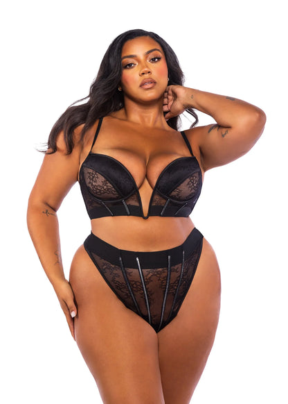 Belle Noir Bustier Set