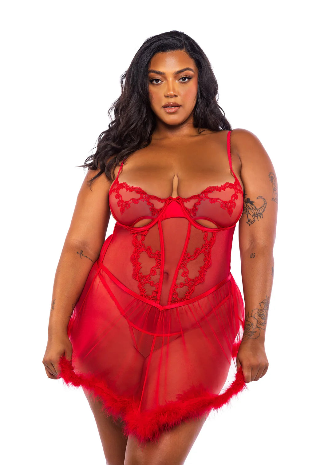 Queen Baroque Heart Babydoll Set