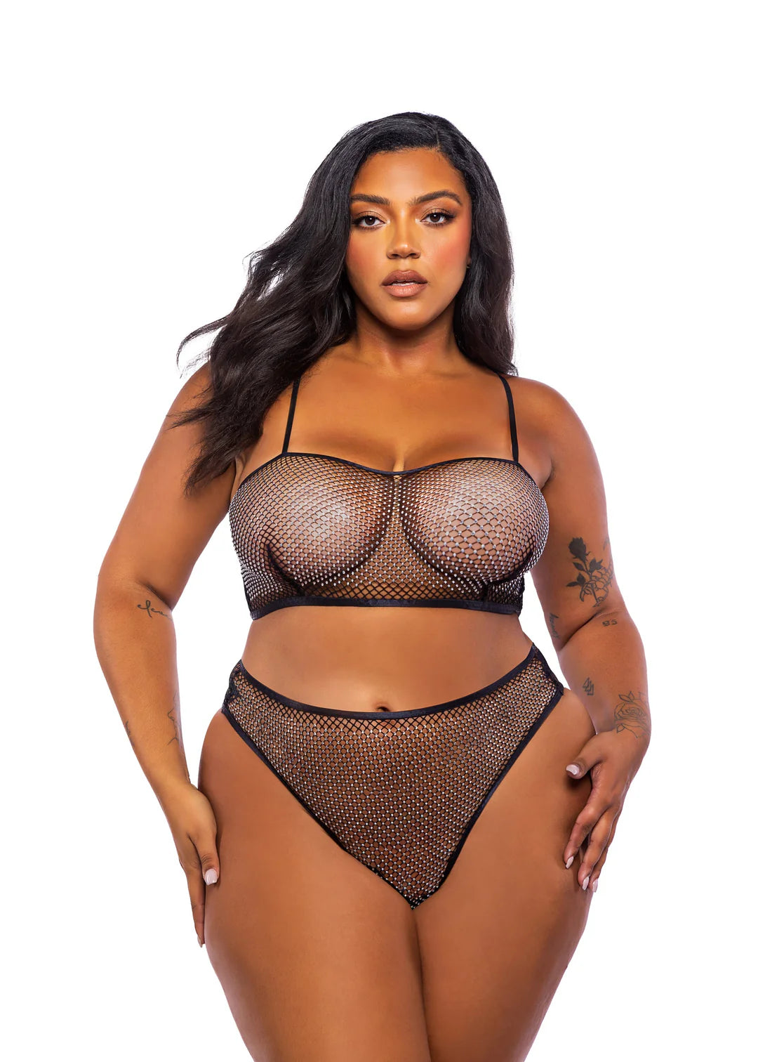 Queen Blinged Fishnet Top Set