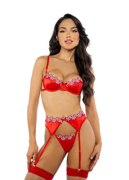 Queen Peppermint Kiss Bra & Garterbelt Set