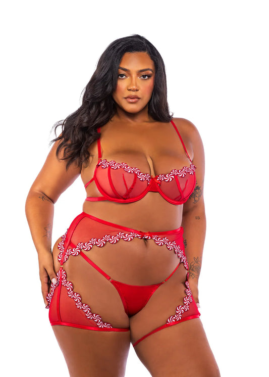 Queen Peppermint Kiss Bra & Chaps Set