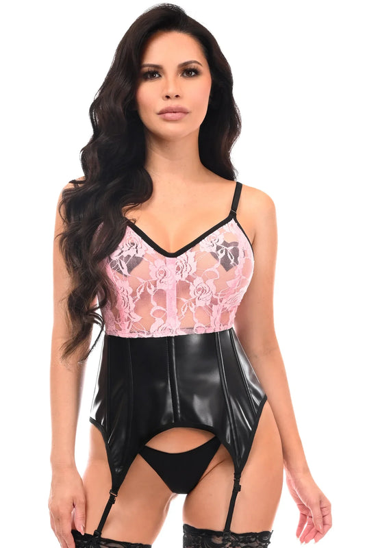 Lavish Wet Look & Lace Bustier