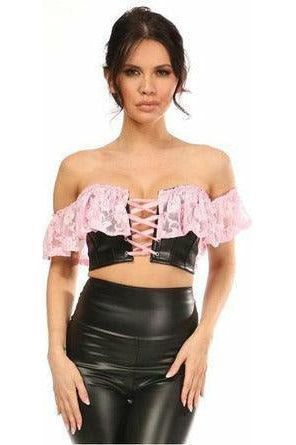 Faux Leather & Lace Bustier Top