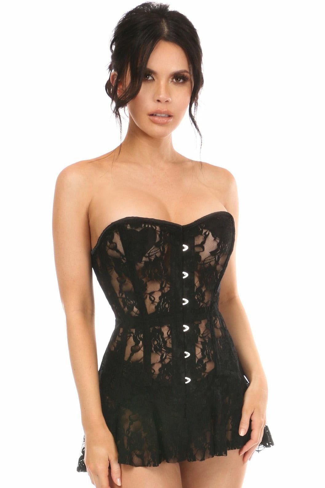 Queen Size Lavish Sheer Lace Corset Dress