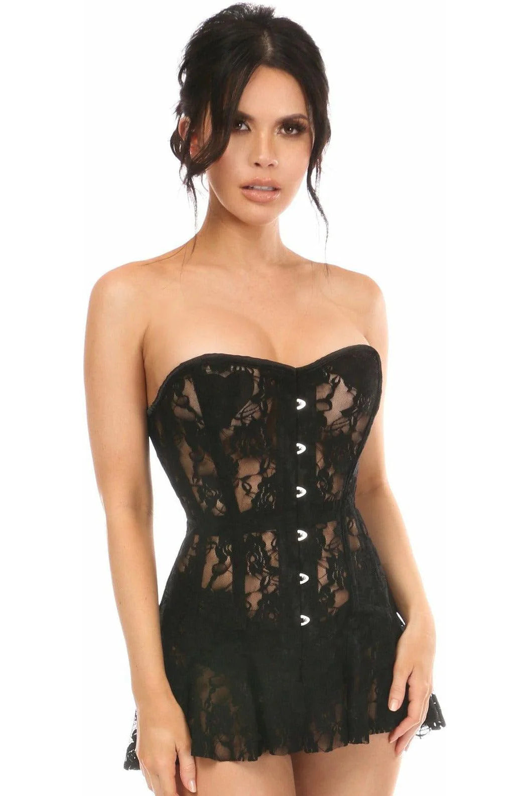 Lavish  Sheer Lace Corset Dress