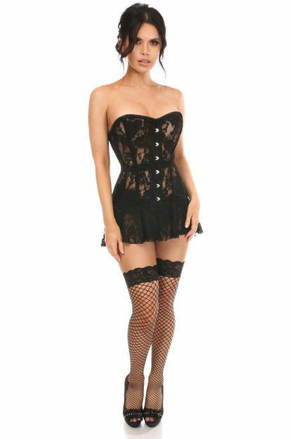 Queen Size Lavish Sheer Lace Corset Dress