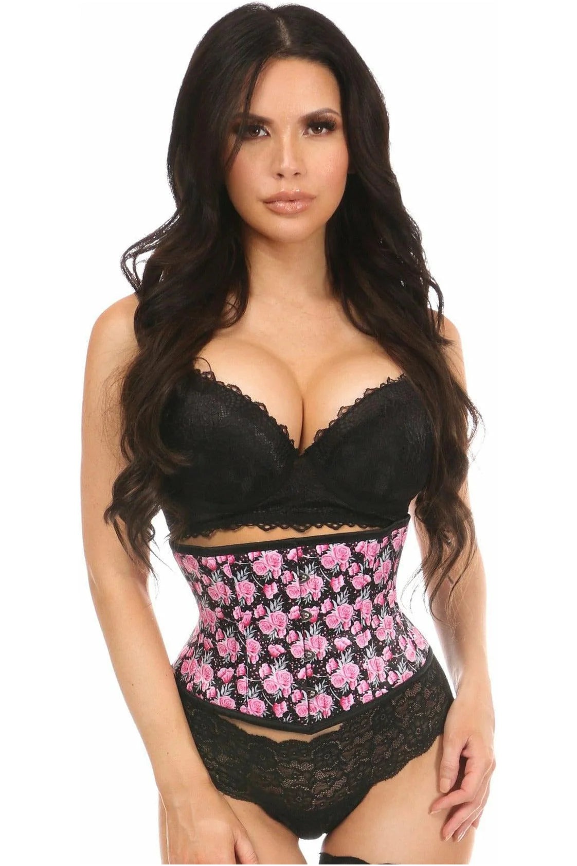 Lavish Floral Print Waist Corset Queen