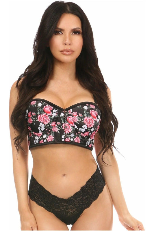 Lavish Floral Cropped Bustier Queen