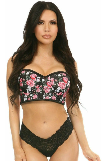 Lavish Pink Floral Underwire Short Bustier Medium