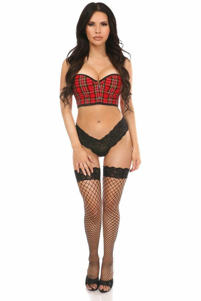 Lavish School Girl Plaid Convertible Cropped Bustier