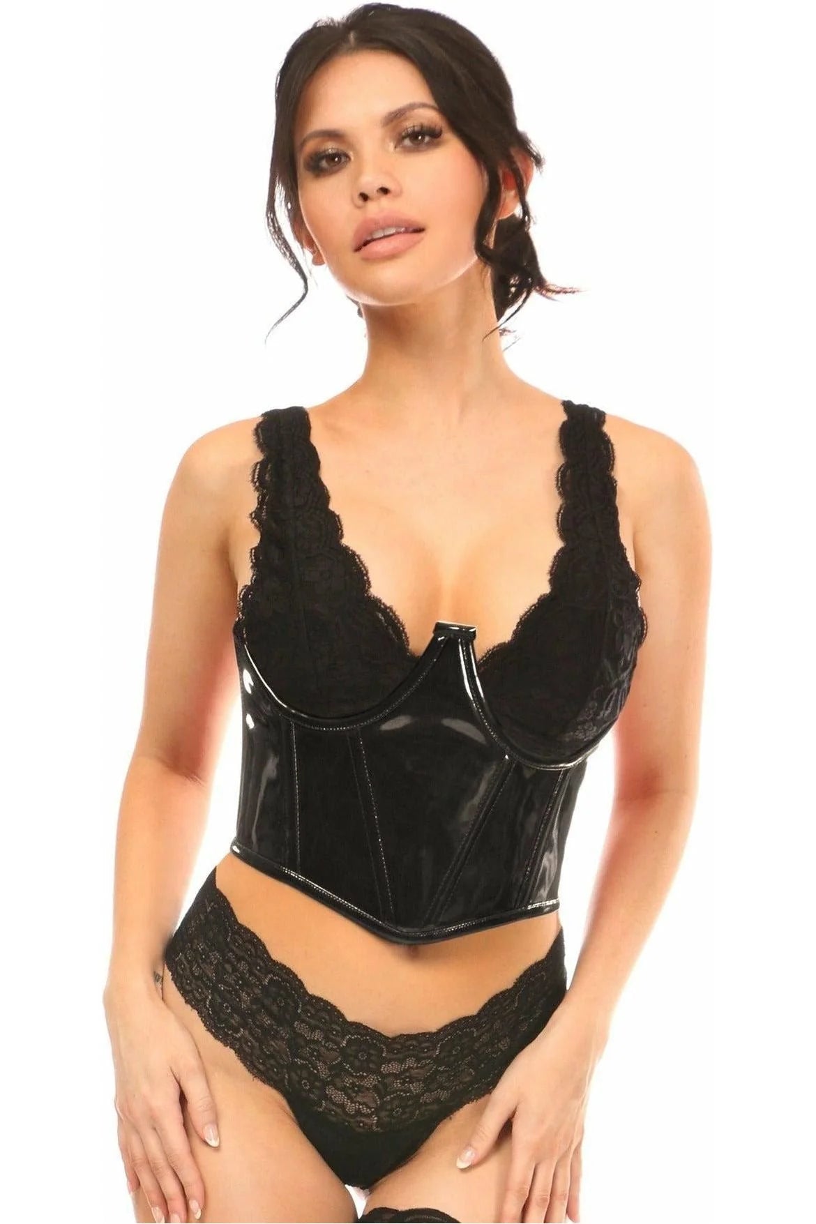 Lavish Patent Open Cup Underwire Waist Cincher