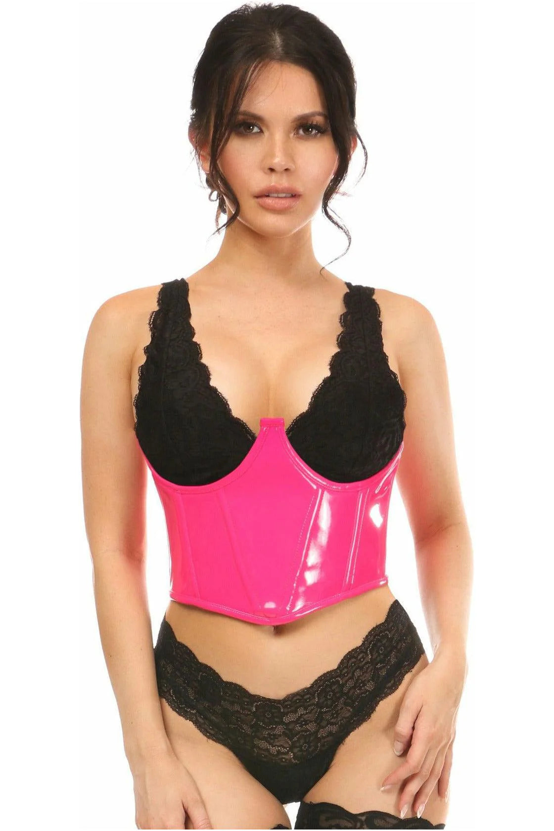 Lavish Patent Open Cup Underwire Waist Cincher