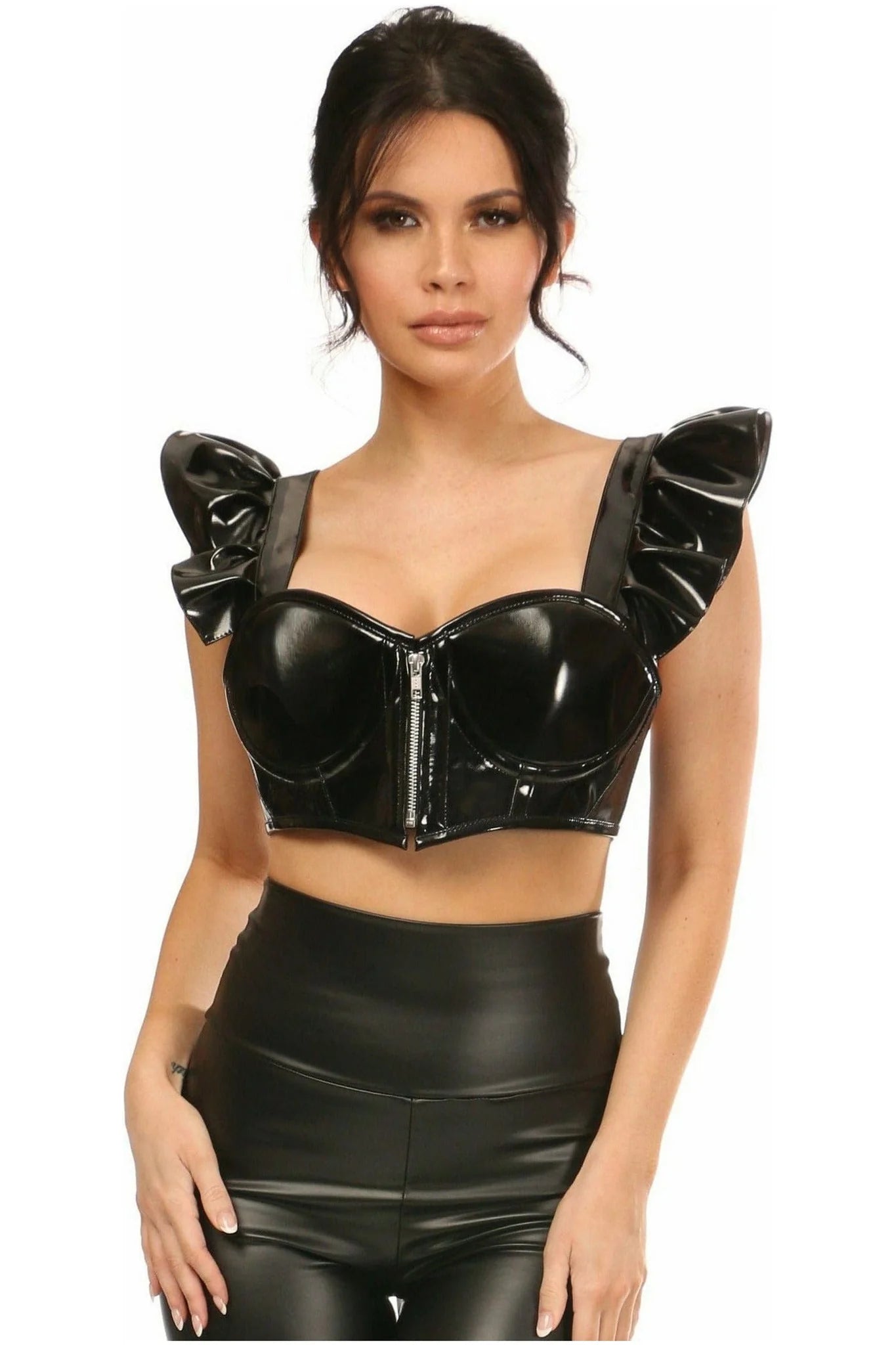 Patent Cropped Bustier Top