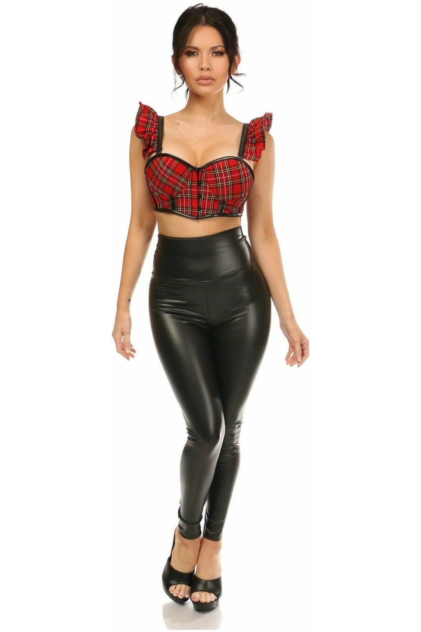 School Girl Plaid Cropped Bustier Top