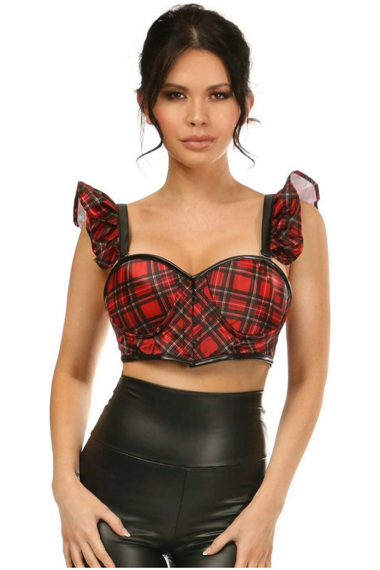 School Girl Plaid Cropped Bustier Top