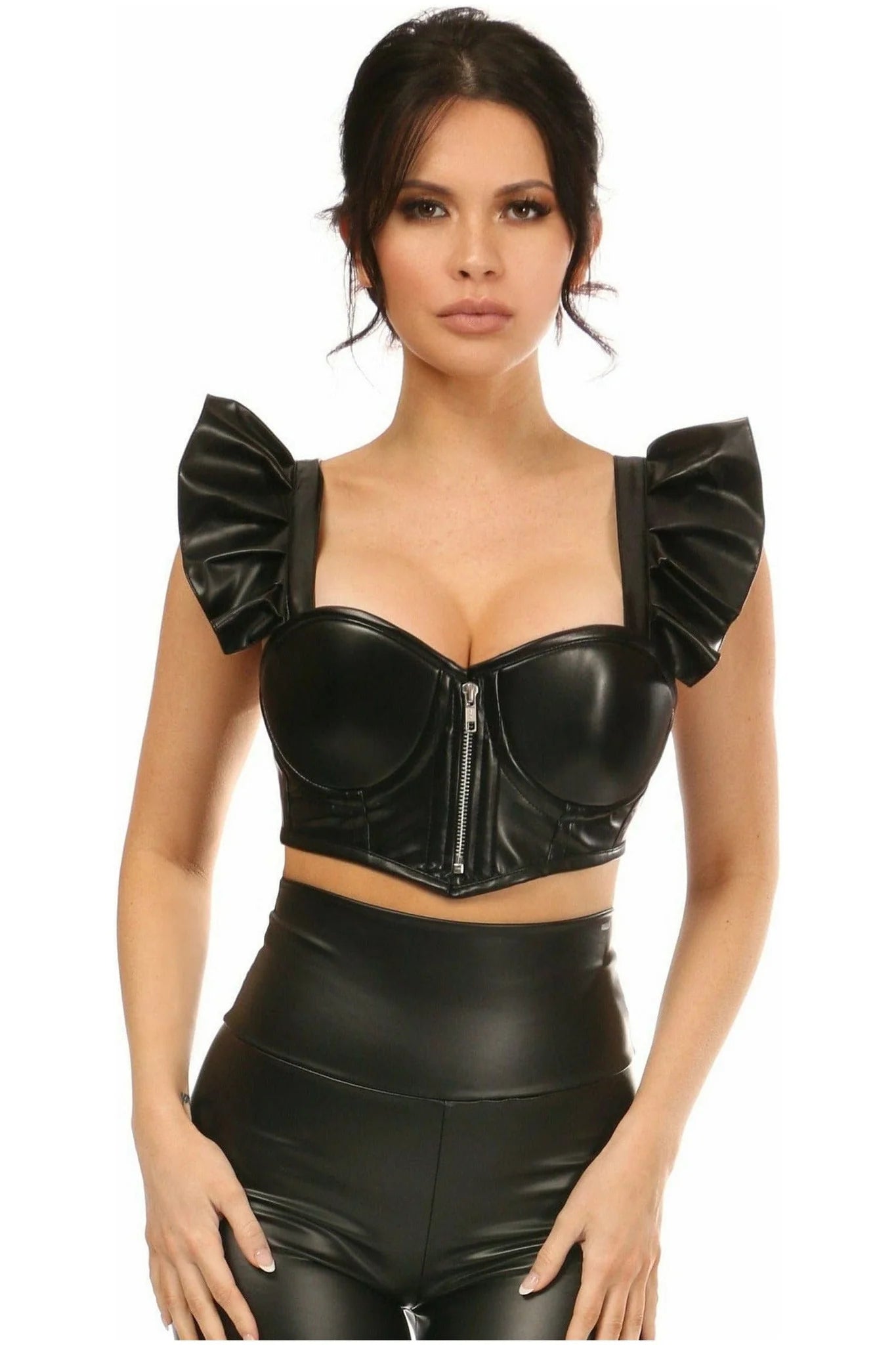 Faux Leather Cropped Bustier