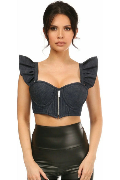 Denim Cropped Bustier Top