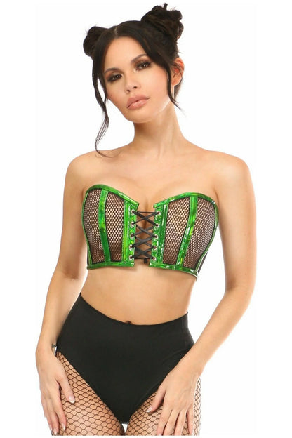 Holo Trim Fishnet Cropped Bustier Queen