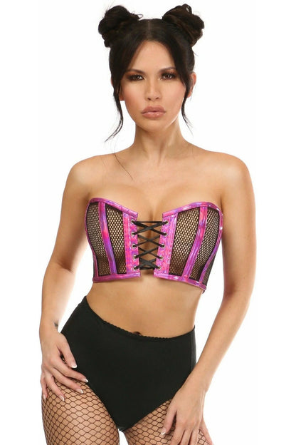 Holo Trim Fishnet Cropped Bustier Queen