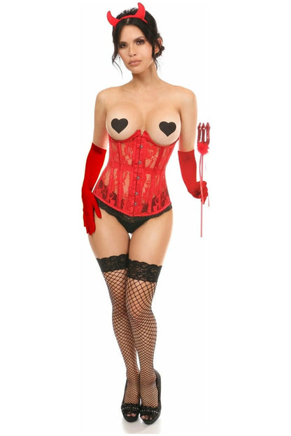 Lavish 4 PC Sexy Red Devil Corset Costume