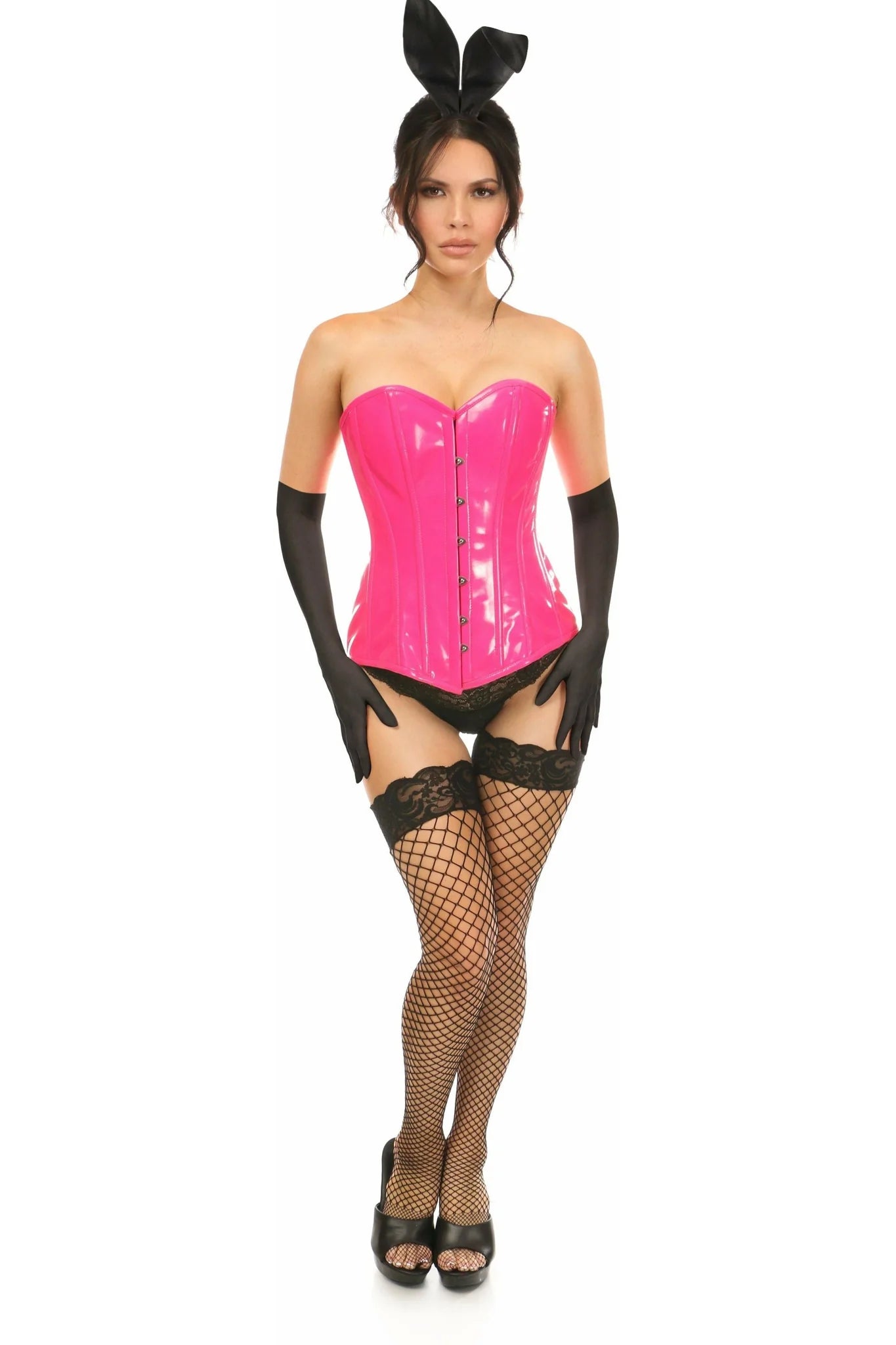 Lavish 4 PC Pink Patent Bunny Corset Costume