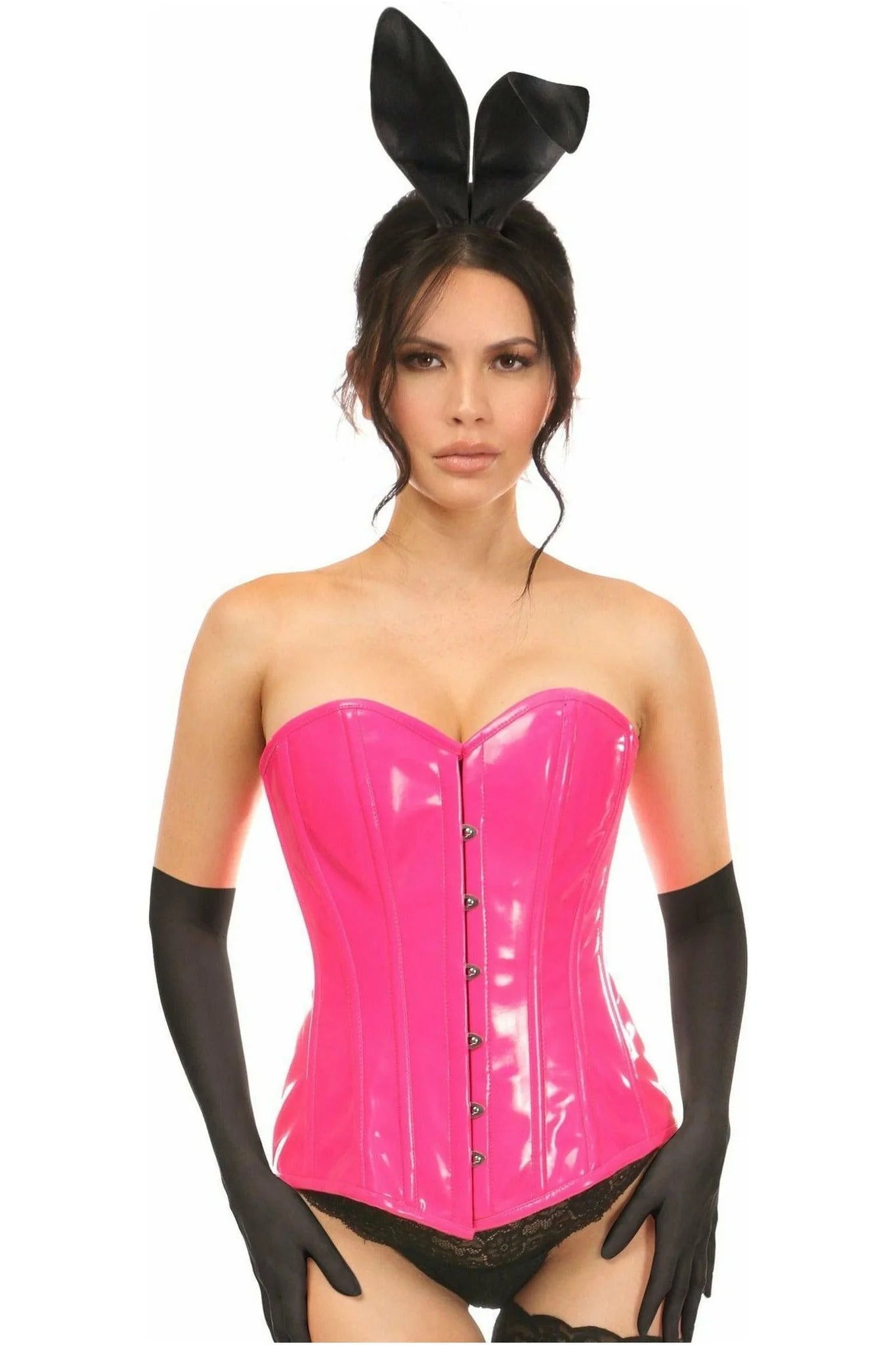 Lavish 4 PC Pink Patent Bunny Corset Costume