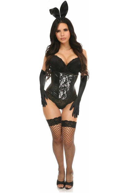 Lavish 4 PC Sexy Bunny Wet Look Corset Costume