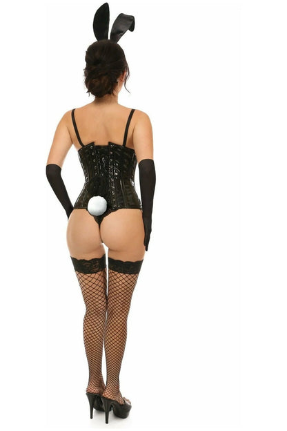 Lavish 4 PC Black Vinyl Bunny Corset Costume