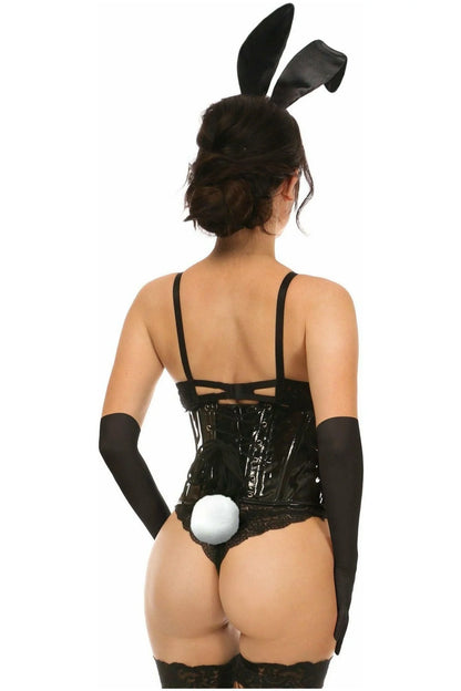 Lavish 4 PC Black PVC Bunny Corset Costume