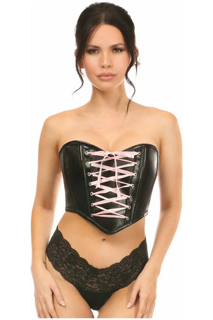 Lavish Faux Leather Lace-Up Bustier Top