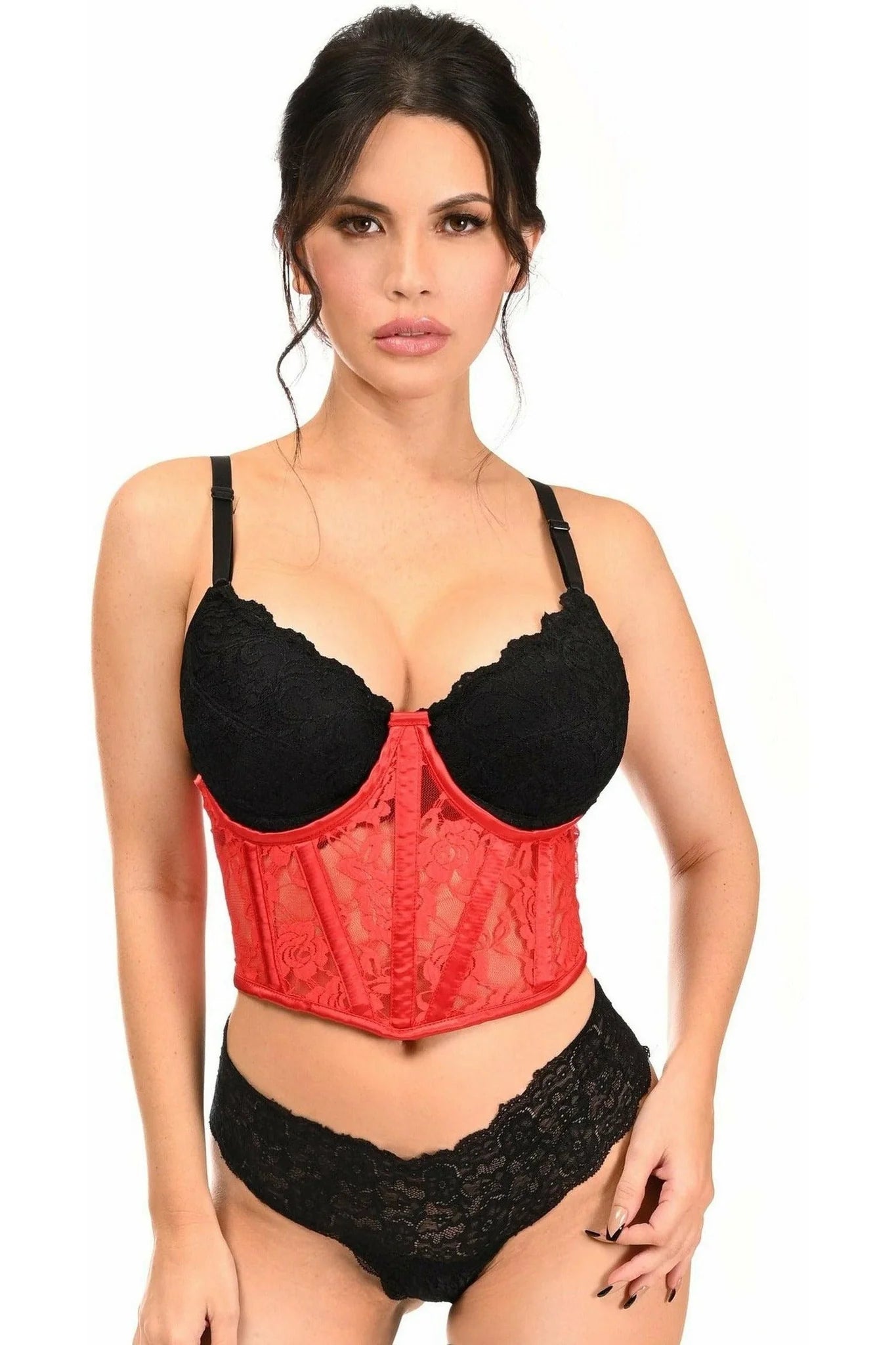 Queen Lavish Sheer Lace Underwire Waist Cincher Corset