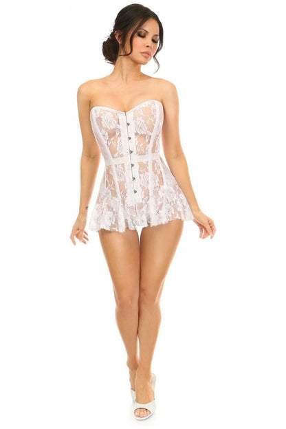 Lavish  Sheer Lace Corset Dress