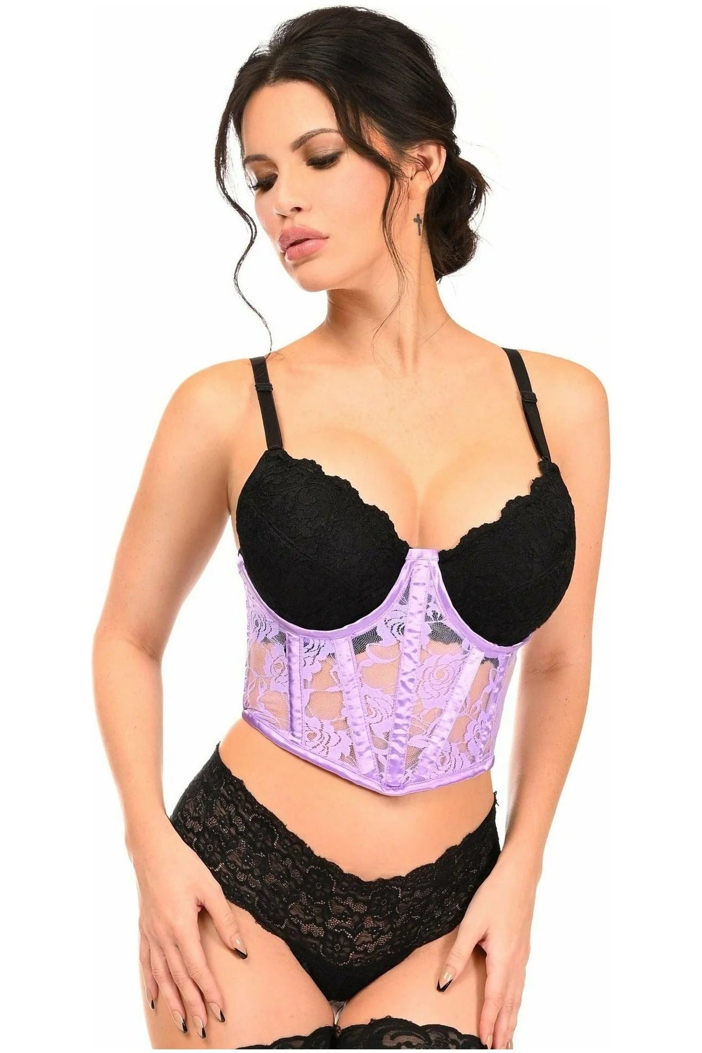 Queen Lavish Sheer Lace Underwire Waist Cincher Corset