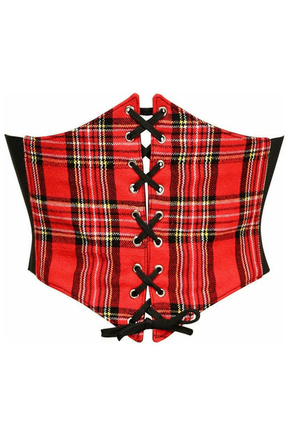 Lavish Red Plaid Corset Belt Cincher