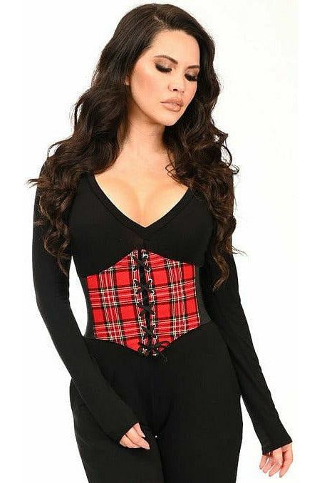 Lavish Red Plaid Corset Belt Cincher