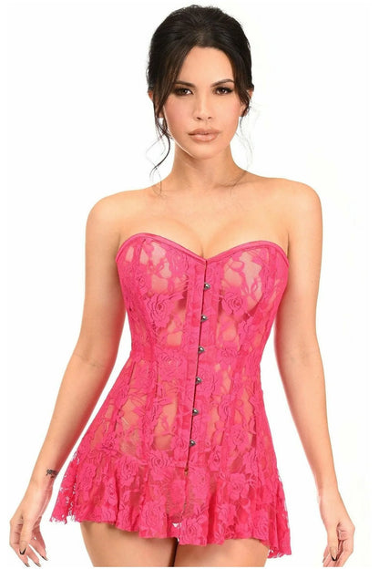 Lavish  Sheer Lace Corset Dress