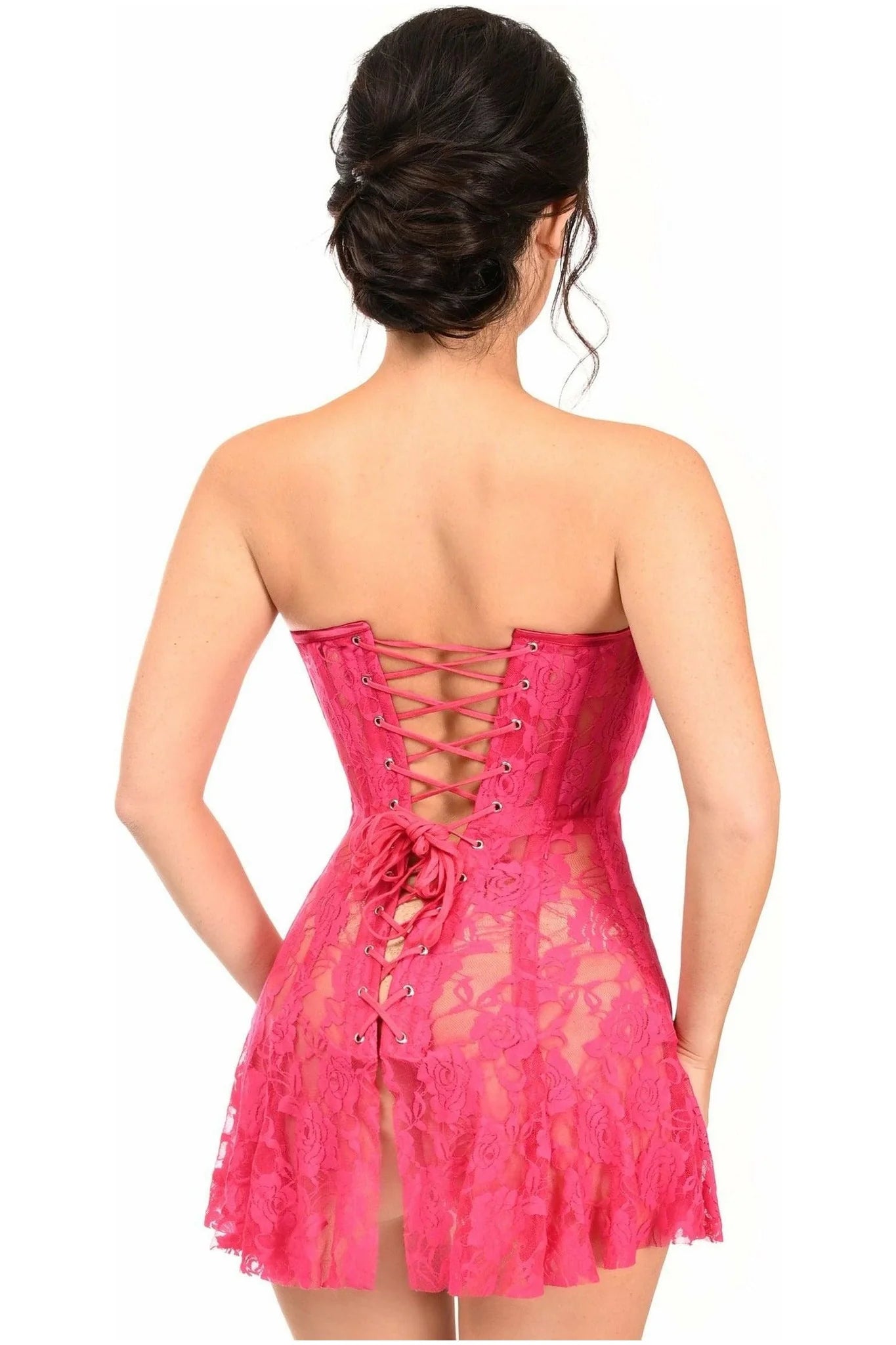 Lavish  Sheer Lace Corset Dress