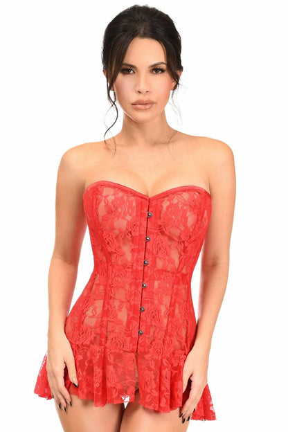 Queen Size Lavish Sheer Lace Corset Dress