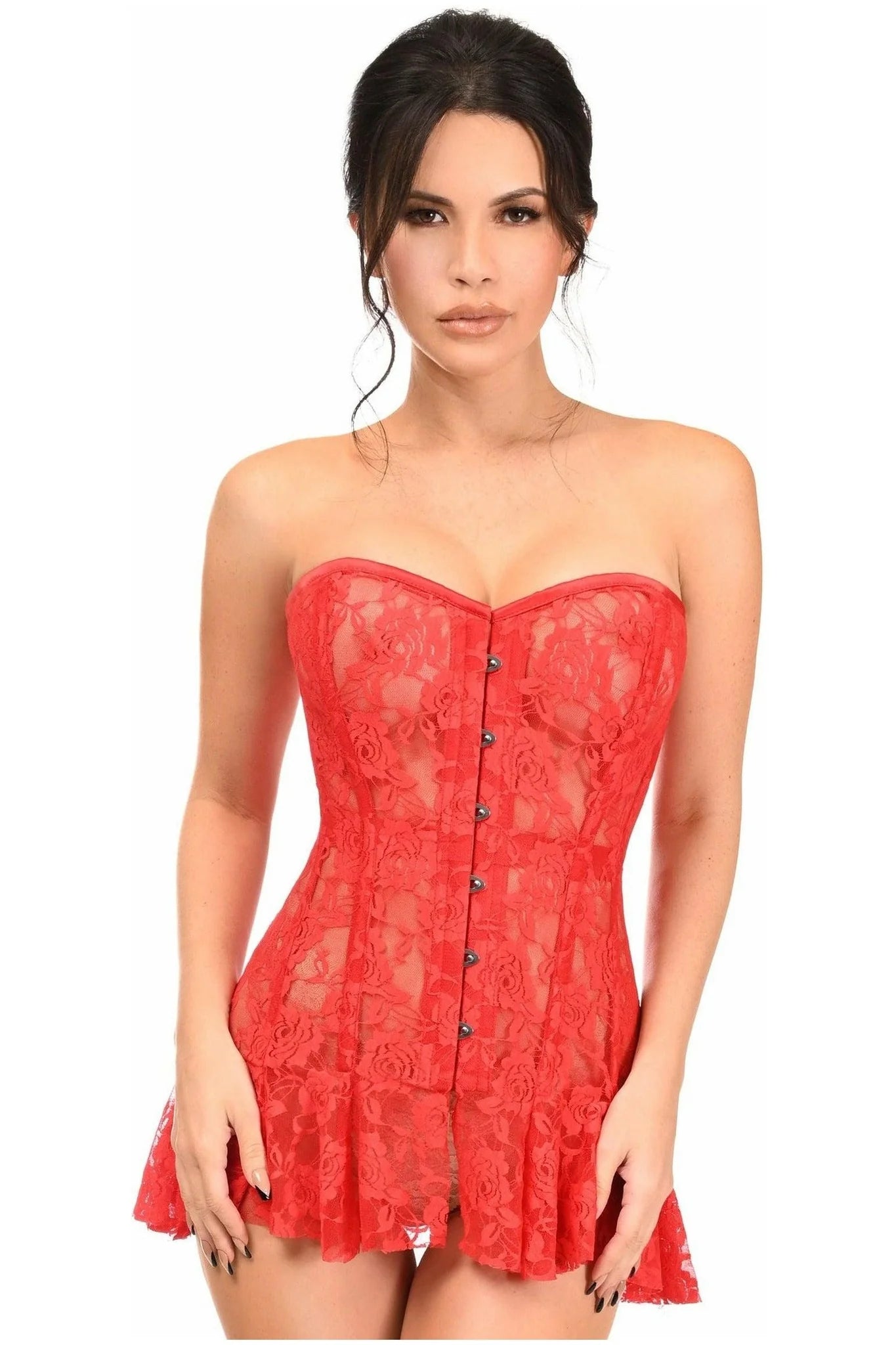 Lavish  Sheer Lace Corset Dress