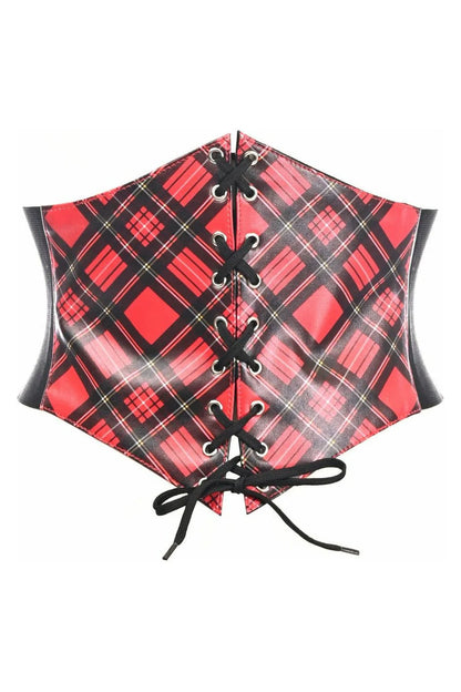 Plaid Satin Cincher Belt