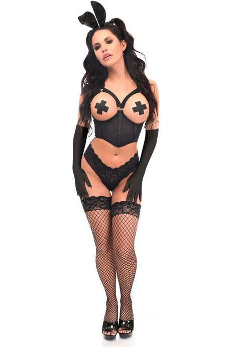 Lavish 4 PC Daring Bunny Cupless Corset Costume