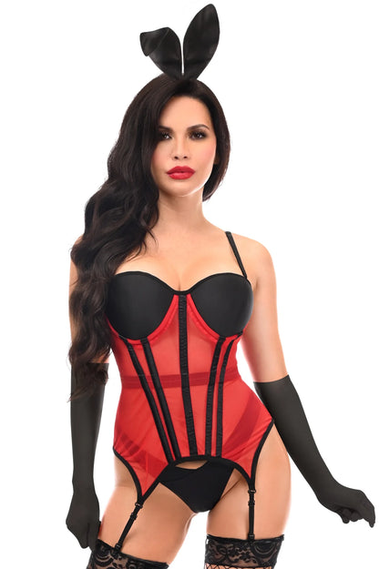 Lavish 4 PC Red Sexy Bunny Convertible Bustier Costume