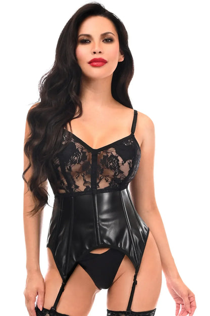 Queen Wet Look & Lace Bustier