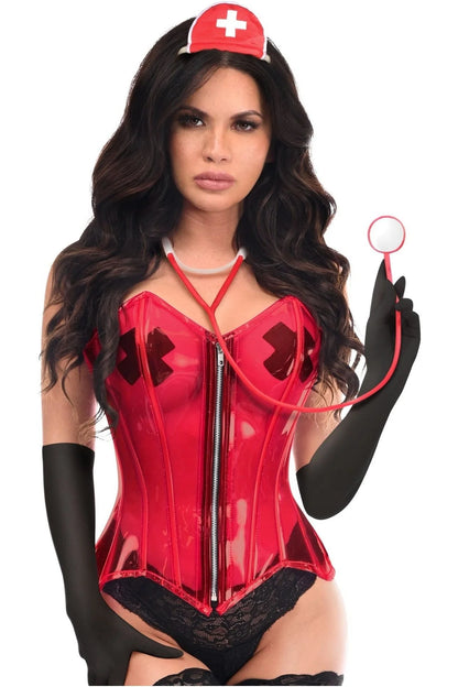 Lavish 4 PC Clear Pin-Up Nurse Corset Costume