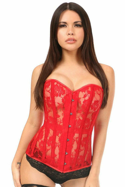 Queen Lavish Sheer Lace Steel Boned Corset