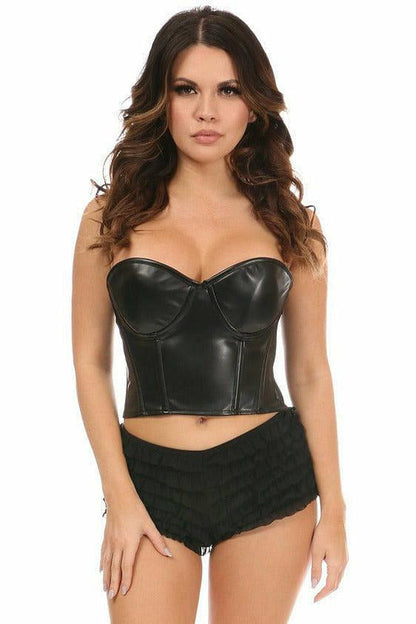 Queen Size Lavish Faux Leather Bustier Top