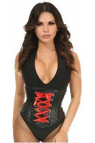 Lavish Wet Look Faux Leather Lace-Up Under Bust Corset